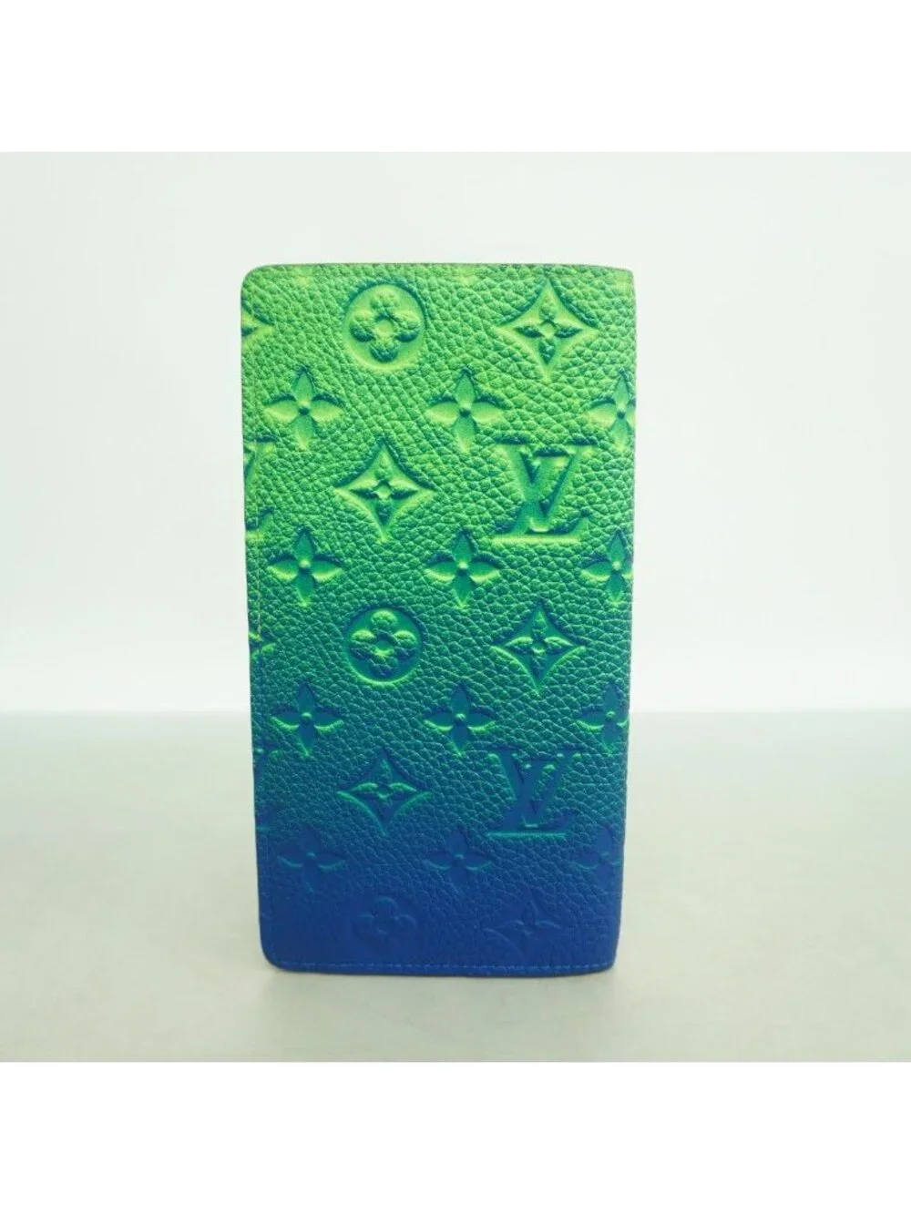 Louis Vuitton Wallet Taurillon Monogram Portefeuille Brazza Blue Green